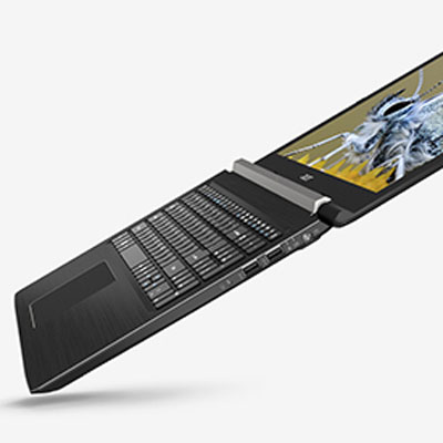 an open aspire 5 laptop. it is completely vertical with its flexible hinge