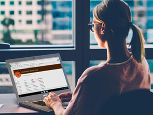 A female typing on an Acer Chromebook 315   