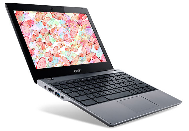 Acer Chromebook 11 C740 at maximum opening angle