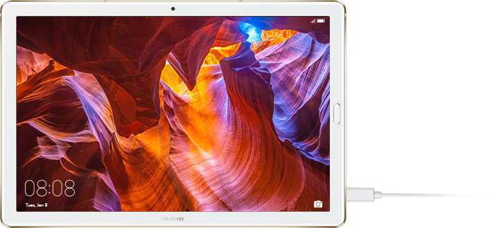 Charging Cable Plugged into the HUAWEI MediaPad M5