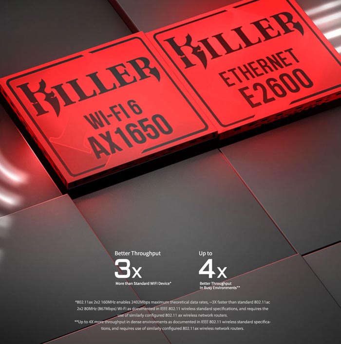 Killer Ethernet E2600 + Killer Wi-Fi 6 AX1650