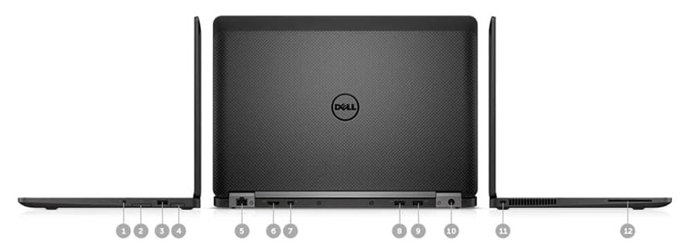 left, right, and rear ports of Dell Latitude E7270