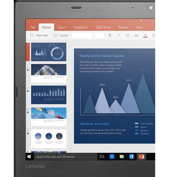 ThinkPad T460 displaying the interface of PowerPoint