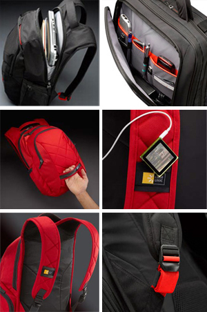 Case Logic 16 Laptop Backpack (Black with Red Straps) DLBP-116