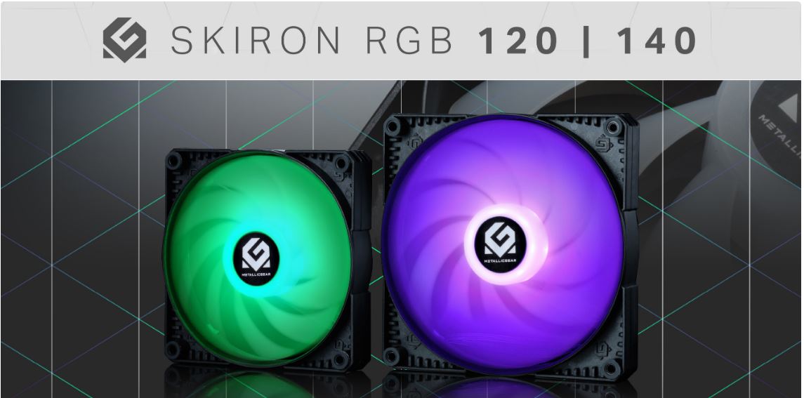 MetallicGear Skiron MG-F140PRGB_BK RGB Case Fans in Green and Purple RGB Lighting