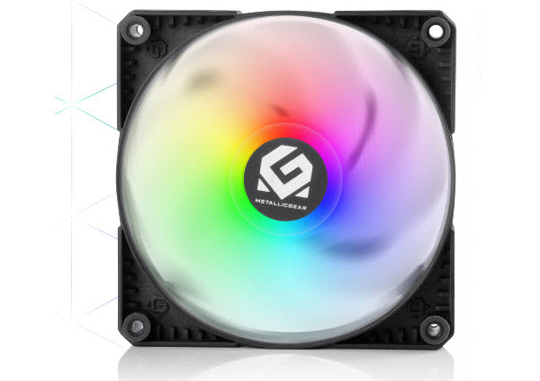 MetallicGear Skiron Case Fan with Rainbow RGB Spinning forward
