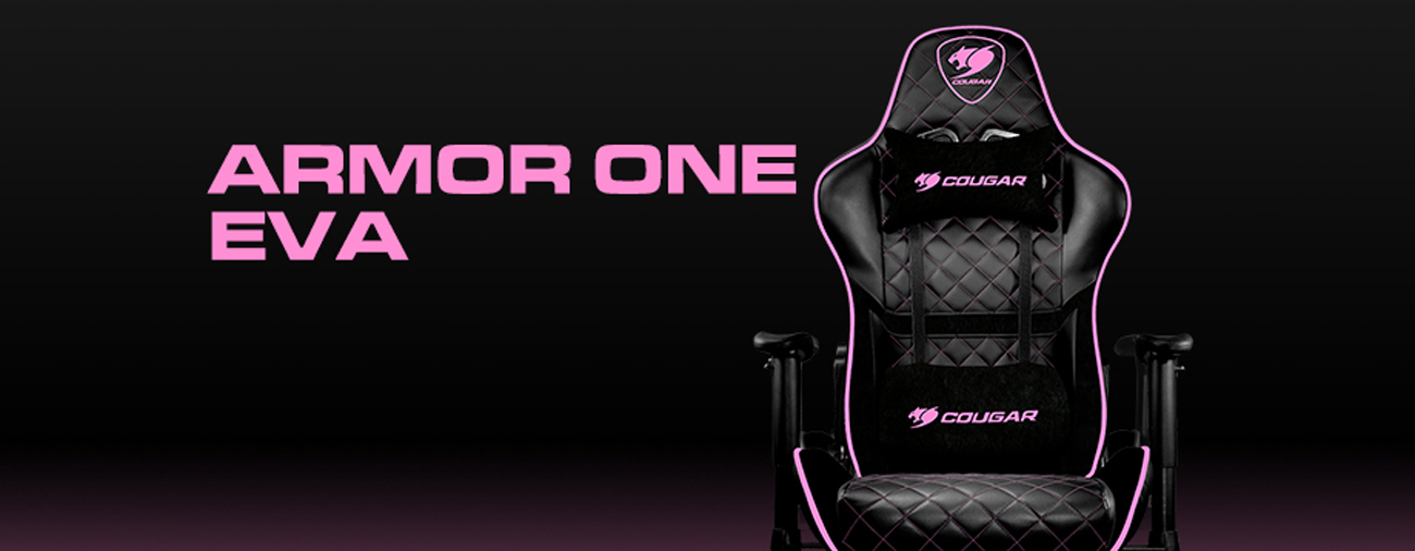 Cougar Armor One Eva (Pink) Gaming Chair with Breathable Premium PVC  Leather and Body-embracing High Back Design