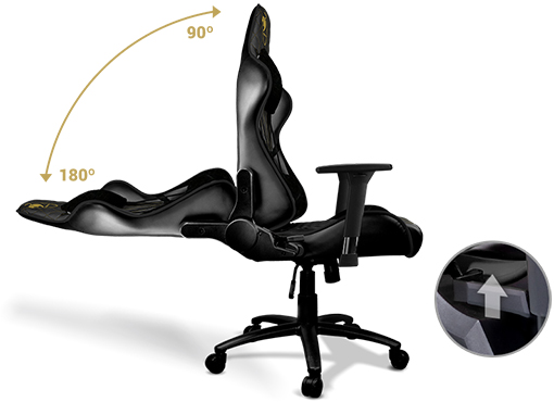 COUGAR Armor Pro - Chair - ergonomic - recliner - high-back - armrests -  T-shaped - tilt - swivel - steel frame, premium PVC leather - black 