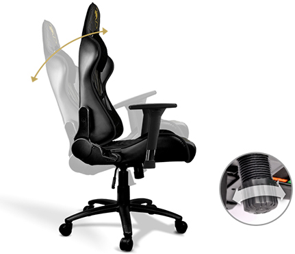 COUGAR Armor Pro - Chair - ergonomic - recliner - high-back - armrests -  T-shaped - tilt - swivel - steel frame, premium PVC leather - black 