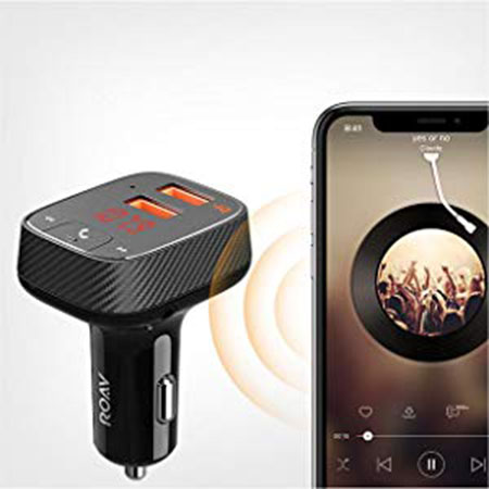 Refurbished: Anker Roav SmartCharge F2 Bluetooth FM Transmitter, Wireless  Audio Adapter and Receiver, Car Charger with Bluetooth 4.2, Car Locator,  App Support, 2 USB ports, PowerIQ, AUX Out, and USB Drive Slot 
