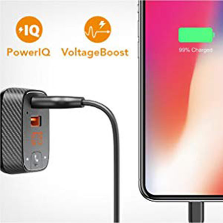 Refurbished: Anker Roav SmartCharge F2 Bluetooth FM Transmitter, Wireless  Audio Adapter and Receiver, Car Charger with Bluetooth 4.2, Car Locator,  App Support, 2 USB ports, PowerIQ, AUX Out, and USB Drive Slot 