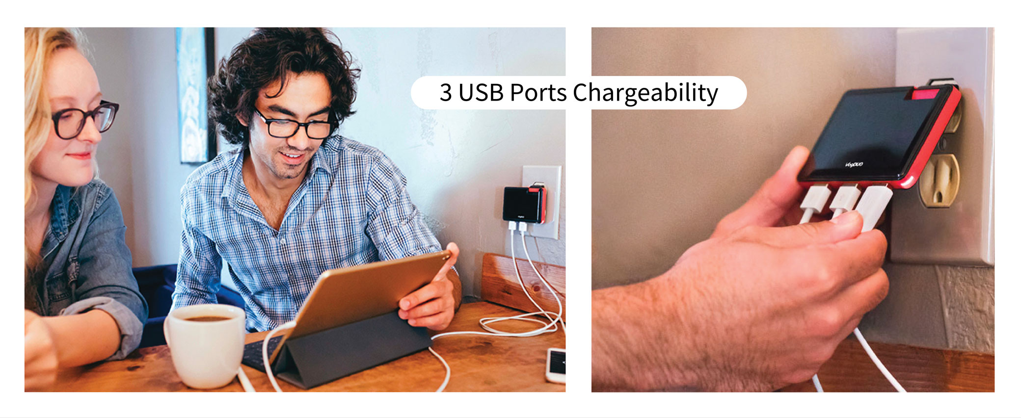 VogDUO Black 3 Ports USB Quick Charge Wall Charger