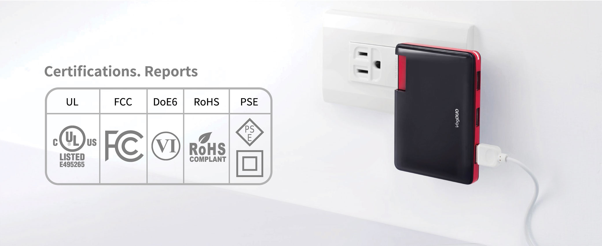 VogDUO Black 3 Ports USB Quick Charge Wall Charger