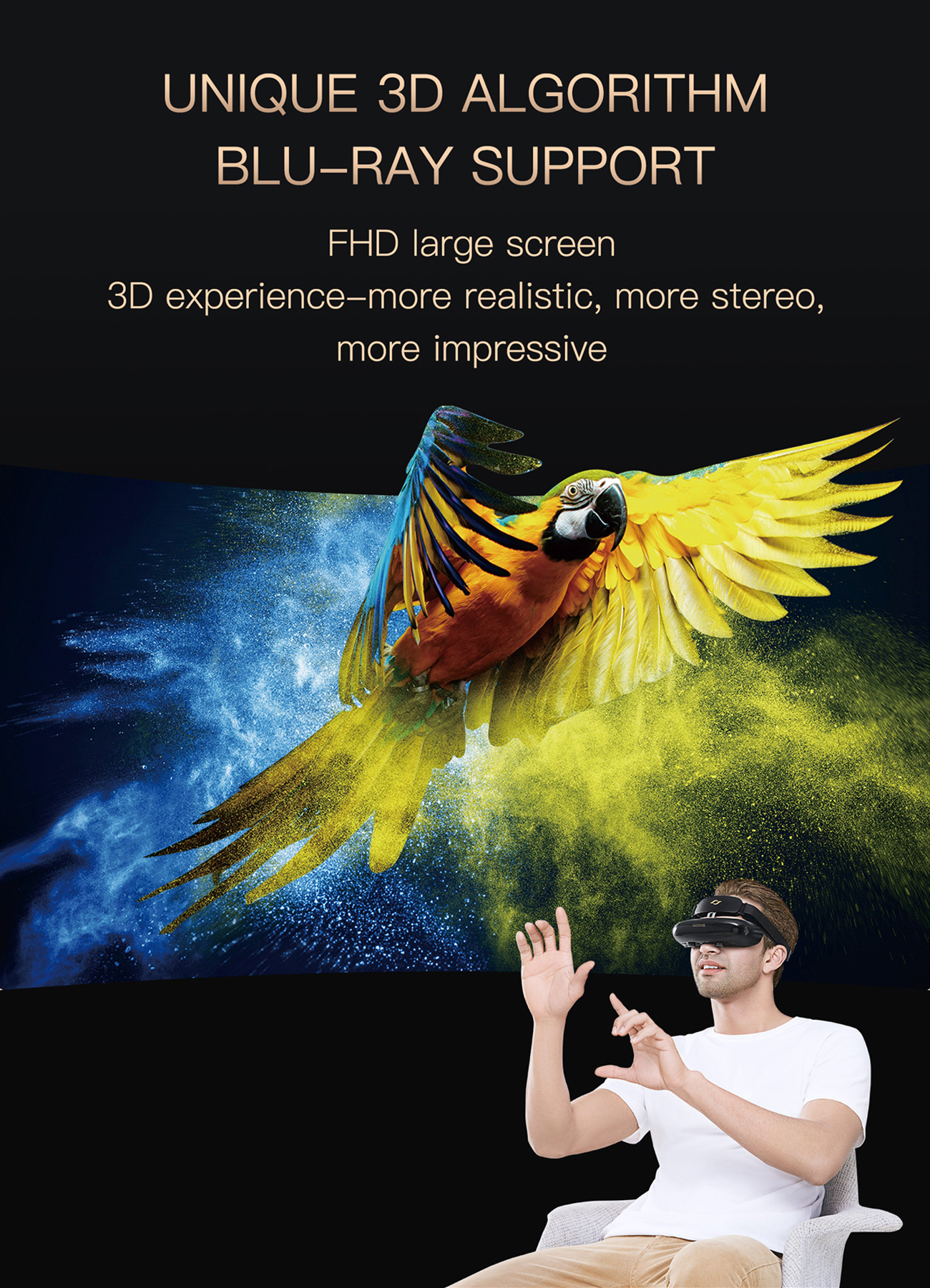  GOOVIS Pro AMOLED Display, Blu-Ray 2D / 3D Glasses HMD