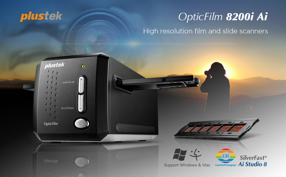 Plustek OpticFilm 8200i Ai - 35mm Film & Slides Scanner. IT 8