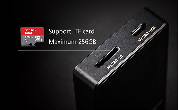 a sandisk ultra 256GB microSD card approaching the edge of a NANO D3 with its microsd port next to the micro usb port
