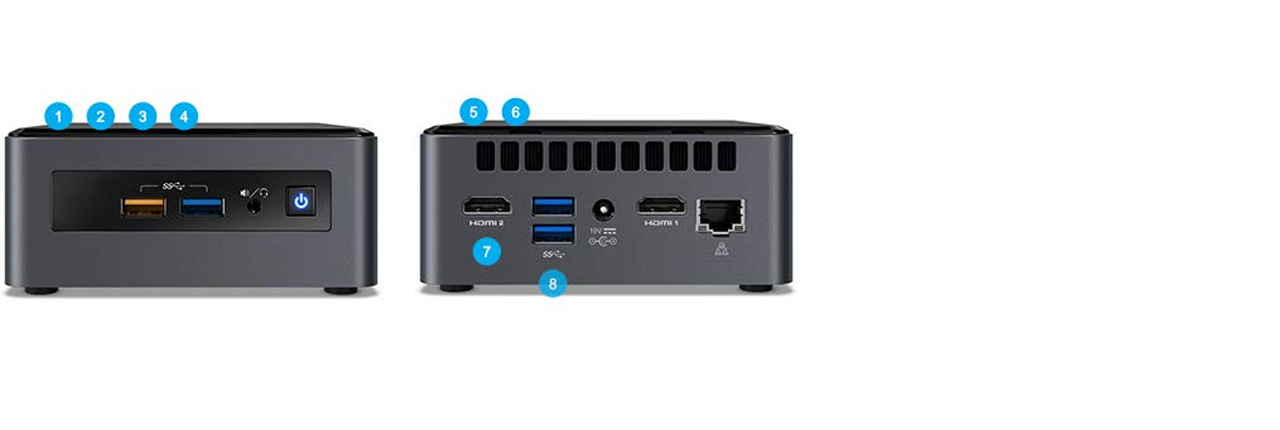 Intel Desktop Computer NUC 8 has eight interfaces