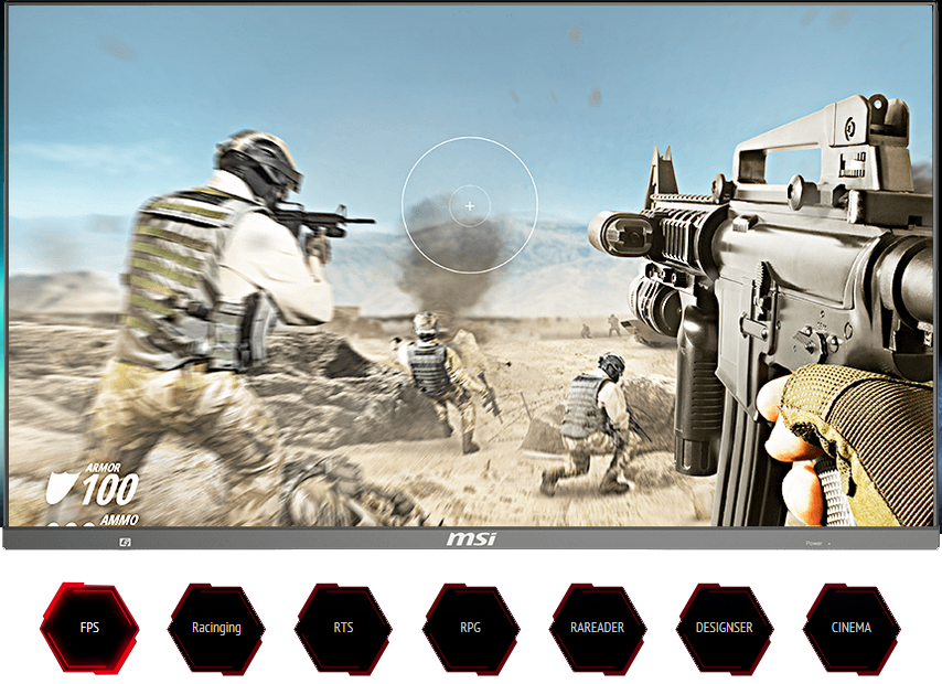  one shooting game screenshot, showing different bright among different mode