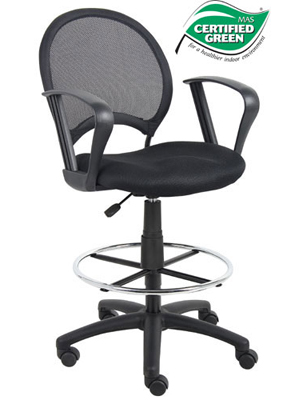Boss Office Products B16217 Boss Mesh Drafting Stool with Loop Arms