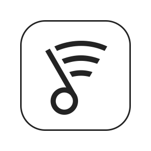 a music half note waving through icon