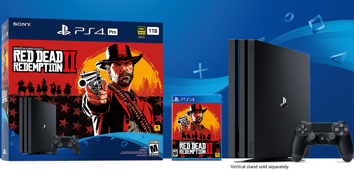 Newest Sony PlayStation 4 Pro 1TB Console Red Dead Redemption 2 Bundle W  /PlayStation VR Core Headset