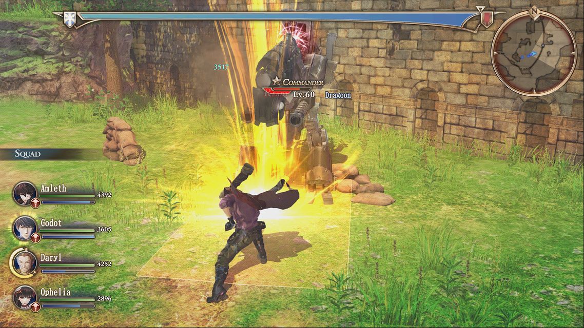 Valkyria Revolution screenshot showing Amleth attack an enemy during combat