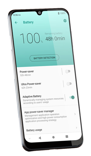 a phone showing battery as screen