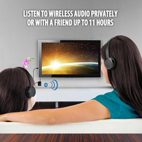 
GOgroove BlueVIBE 2 TV Wireless 2 Pair Headphones Television Connection Kit with Plush Lightweight Ear Cups , Bluetooth Transmitter and Easy Setup - Great for Parents, Roommates, Kids and Travel Use
