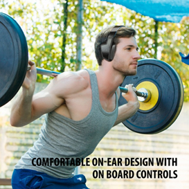 
GOgroove Wireless Bluetooth Fitness Headphones with IPX4 Water-Resistant Rating , Built-In Microphone for Hands-Free Calls & Folding Design for Travel