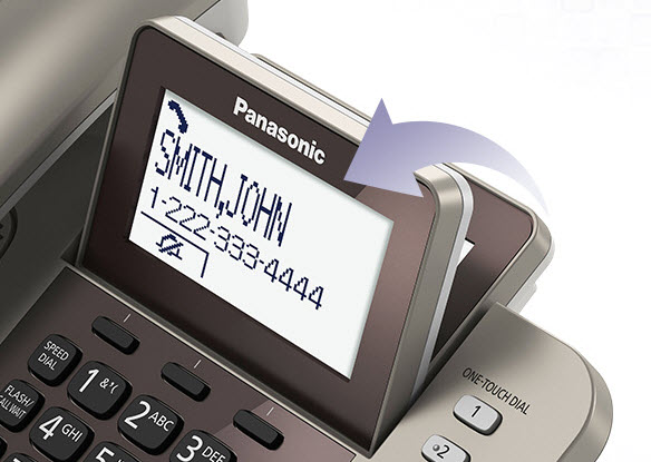a finger touching the button on Panasonic KX-TGF352N