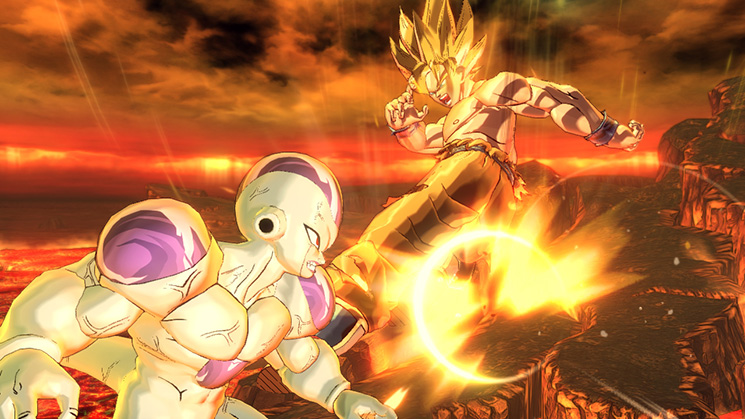Super Saiyan Goku vs Frieza on a Burning Planet Namek
