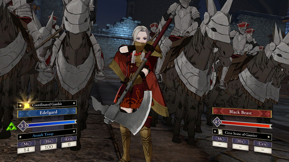 Edelgard with her two-handed axe, next to her calvary troops