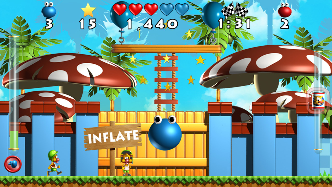 Level with walled off giant mushrooms in the background