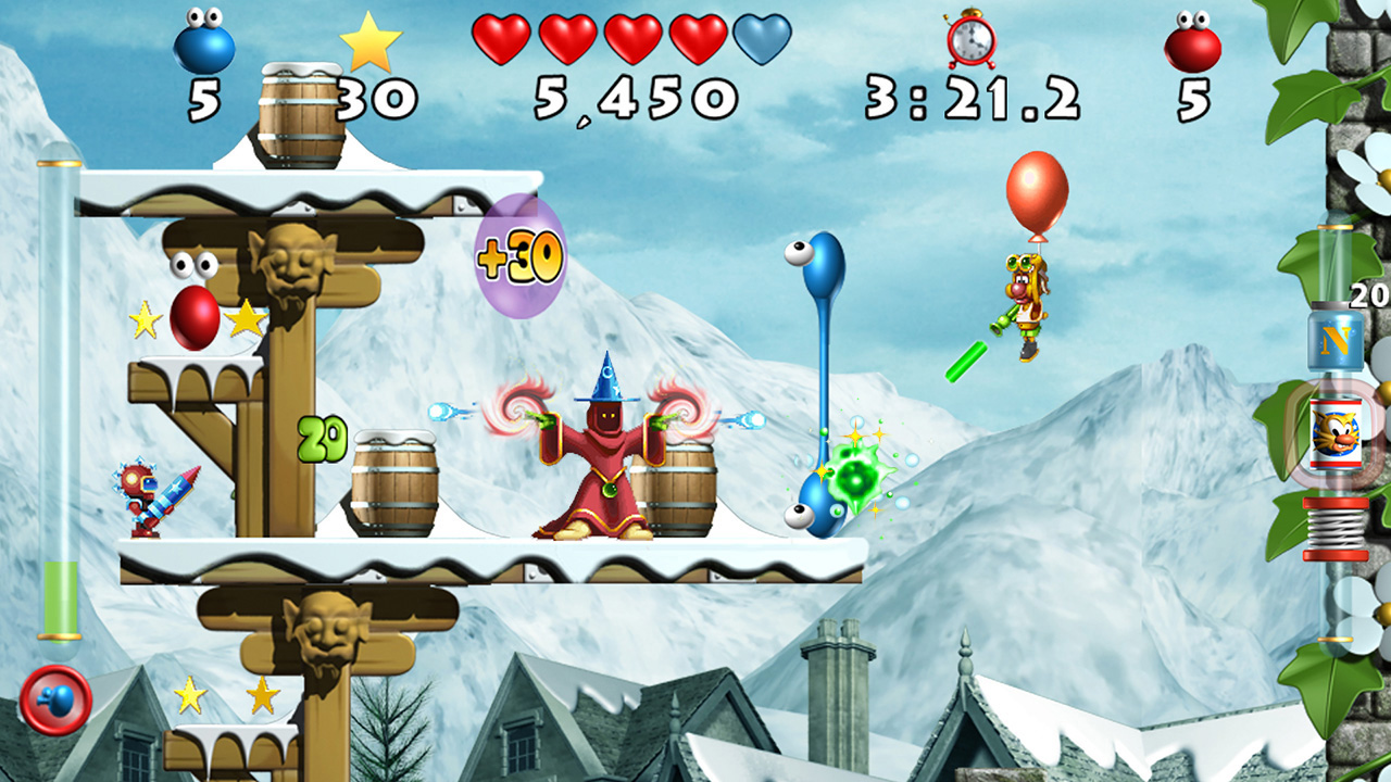 Snow mountain level with a wizard enemy