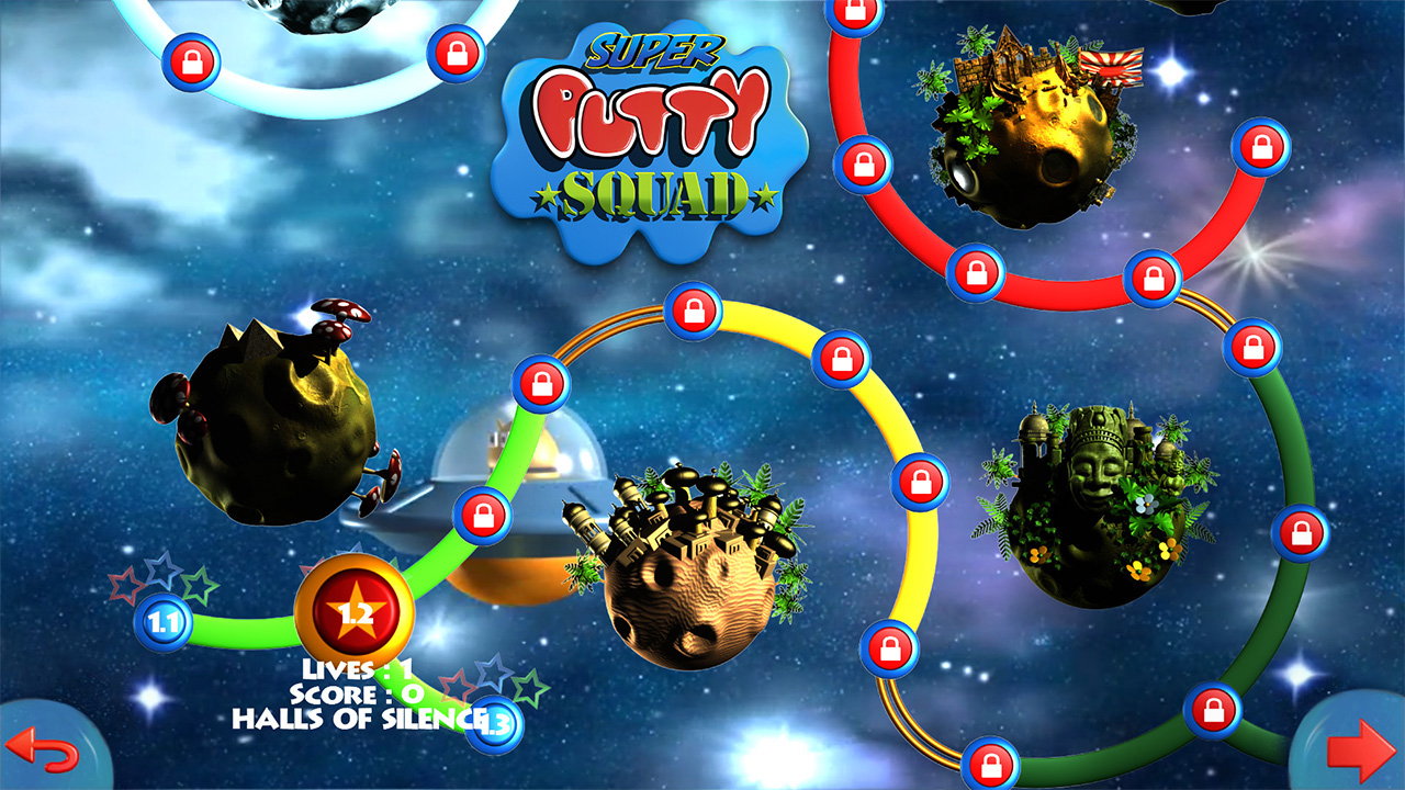 Level selecton map with 4 different planets in space