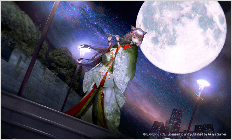 a female ghost playing a flute under the moon