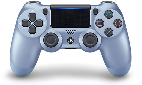  Front view of the DualShock 4 Wireless Controller in standing position  