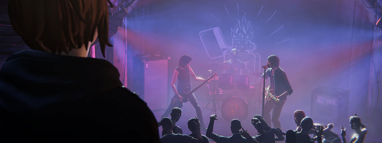  Chloe watching a band perform 