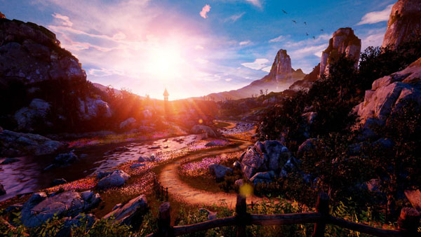 Shenmue 3 Screenshot Showing Beautiful Country Landscape at Sunrise
