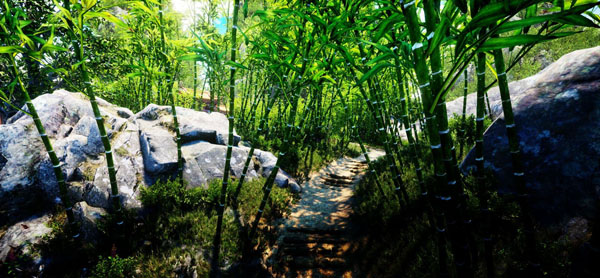 Shenmue 3 Screenshot Showing Rocks and Greenery
