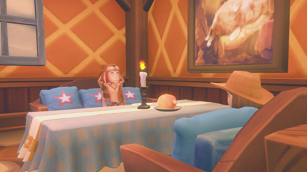 My Time At Portia Screenshot Showing a Conversation inside a restaurant