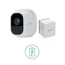 The Arlo Pro 2 camera and its battery side by side  