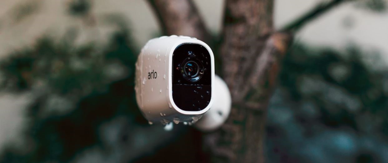  The Arlo Pro 2 camera mounted on a tree  