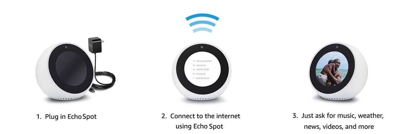 Amazon B073SRJD46 Echo Spot - White - Newegg.com