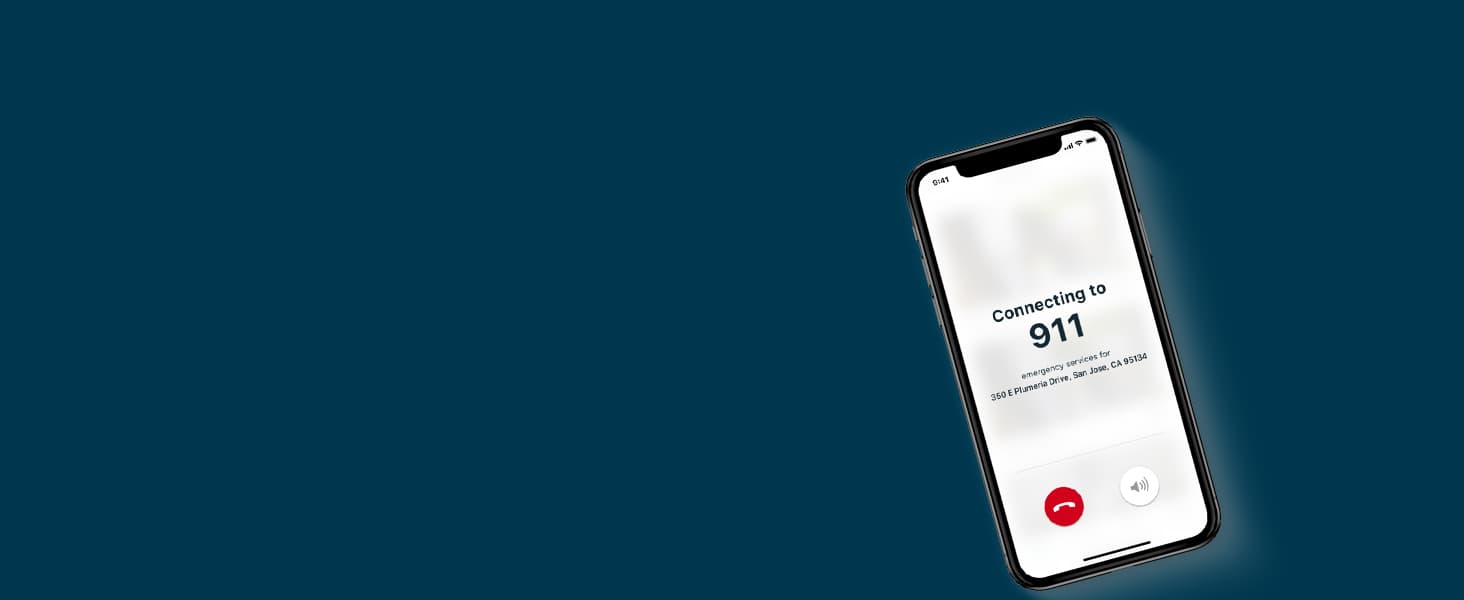 Smartphone showing a call connecting to 911