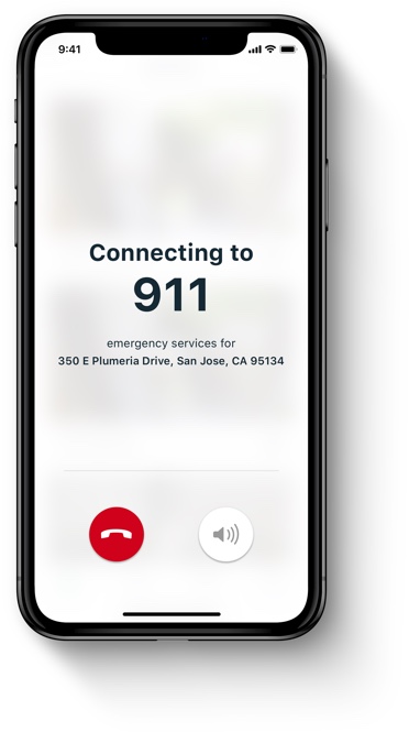 smartphone screen connecting to 911