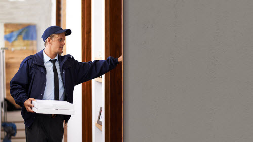 a delivery guy knocking on the door