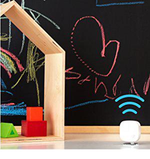 ecobee4 in a school setting with a chalkboard in the backrgound