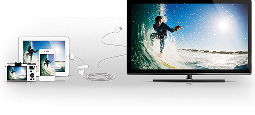 Connect your mobile device or camera to your HDTV