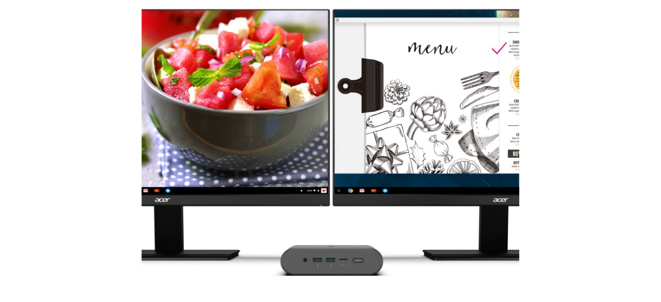 Acer Chromebox CXI3 with a dual-monitor setup